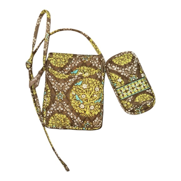 Vera Bradley Brown and Yellow Floral Phone Wristlet Case - Picture 2 of 4